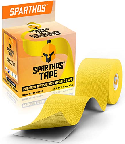 Spartan Tape 運動療法テープ 陸上スポーツに最適, 回復と理学療法の無料運動療法テープガイドが中に入っています Uncut 2 inch x 16.4 feet Roll (n) Sunny Yellow + FREE Taping Guide