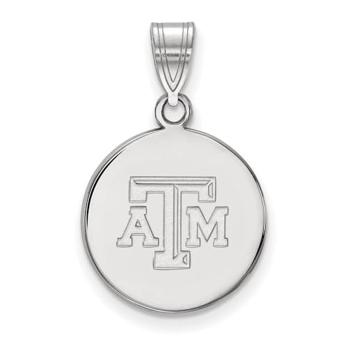 Texas A and M Medium (5 / 8インチ) ディスクペンダント(10 Kホワイトゴールド)