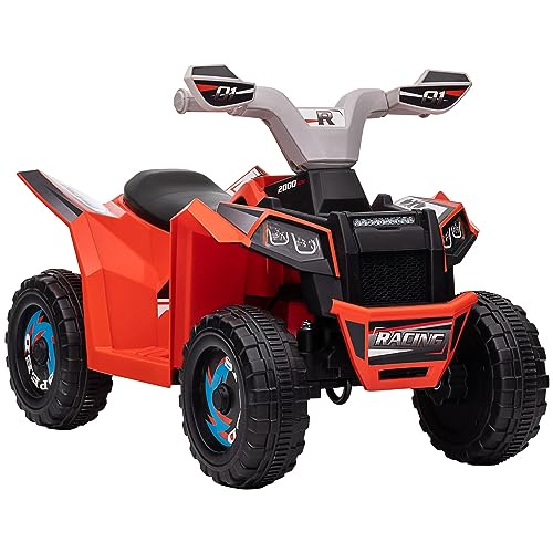 Aosom キッズ ATV クワッドカー 6V 四輪車 前方後方機能付き 耐摩耗ホイール 18-36か月の幼児向け レッド
