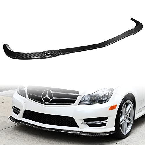 Q1-TECH フロントバンパーリップフィット 2011 - 2014 メルセデスベンツ (W204) Cクラス C180 C200 C250 C300 C350に対応 フロントリップスポイラー エアーチン ボディキット スプリッター リアルカーボンファイ