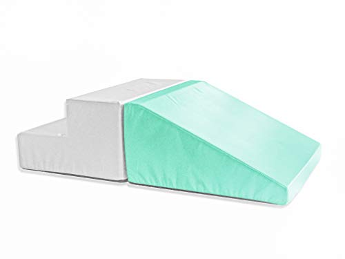 Foamnasium (フォームナシウム) アップ&ダウンセット 屋内用フォームプレイセット 2ピース ソフト 幼児 アクティブキッズプレイフォームクライマー バランス クロール 登山 スライド&ジャンプ用 米国製 ミント/ガルグレー