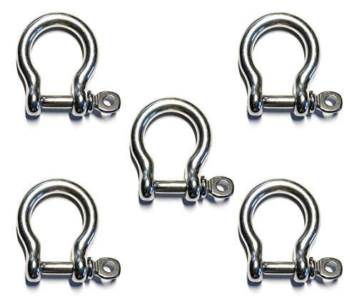 5ピース ステンレススチール 316 鍛造 弓 シャックル 3/16インチ (5mm) マリングレード