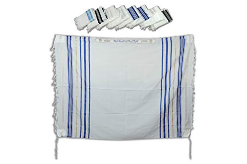 TALITANIA 伝統的なウールユダヤ教の祈りのショール メンズ コーシャ・タリットガドル BAR MITZVAH 全年齢向け US サイズ: Size 70 (L) 80 X 60 inches カラー: ホワイト