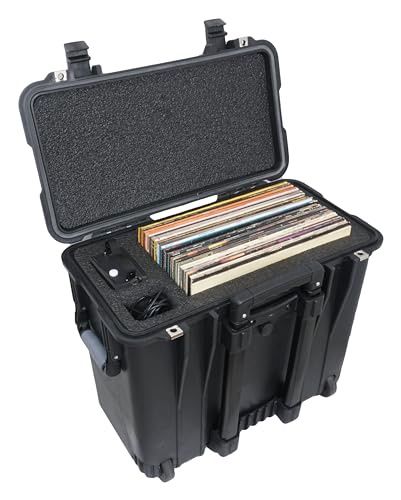 Case Club 50 Vinyl Records ケース ハードシェル 保護 圧力バルブ 折りたたみハンドル 防水 防砕ケース