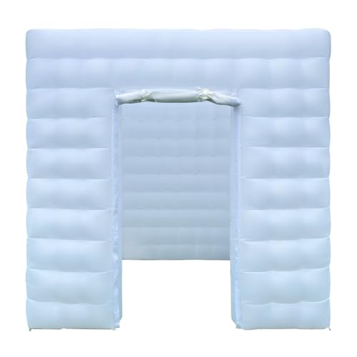 OZIS 1ドア 空気注入式 フォトブースエンクロージャー 8フィート x 8フィート 送風機付き 16色 ポータブル 空気注入式 フォトブース テント 結婚式 パーティー イベント プロム 誕生日 バー用 (ホワイト)