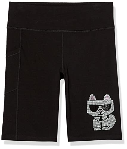 Karl Lagerfeld Paris レディース ロゴ エブリデイ ファッション スポーツ バイカーショーツ, ブラック, X-Large