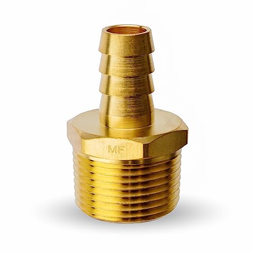 MAACFLOW 真鍮有刺ホース継手 1/2インチホースIDバーブ x 3/4インチオスNPTアダプターカプラーコネクタ (1パック)