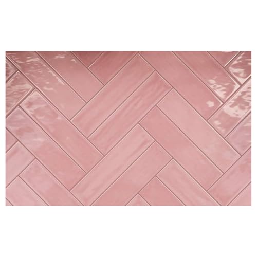 Larissa ハンドメイド セラミック 地下鉄 3x12 壁タイル バックスプラッシュ 光沢仕上げ 3インチ x 12インチ キッチン バスルーム シャワー アクセント装飾 暖炉 (12.6平方フィートのボックス) (ピンククレープ)
