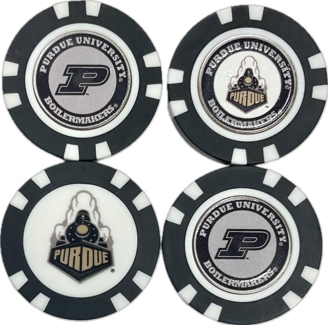 NCAA Purdue Boilermakers ゴルフポーカーチップ 取り外し可能な磁気ボールマーカー付き(4個入り)