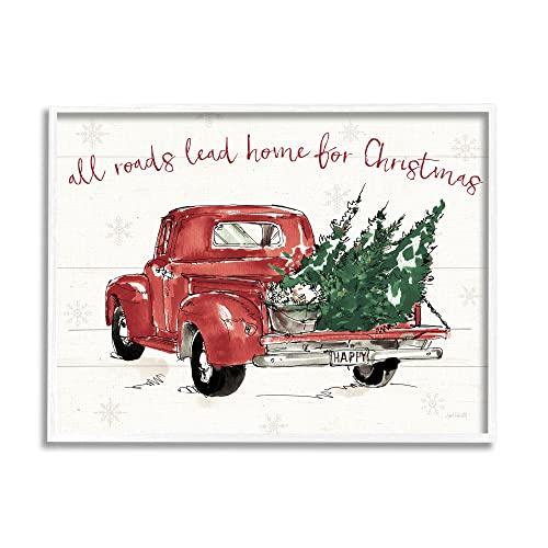 Stupell Industries Home For Christmas Inspirational Trees in Red Truck、Anne Tavolettiによるデザイン
