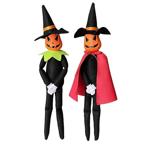DANONI 14インチ ハロウィン クリスマス パンプキン エルフ ぬいぐるみ ハンドメイド パンプキン エルフ おもちゃ ハロウィン 秋 収穫 ホリデー 卓上 ホームデコレーション (レッド+ブラック)
