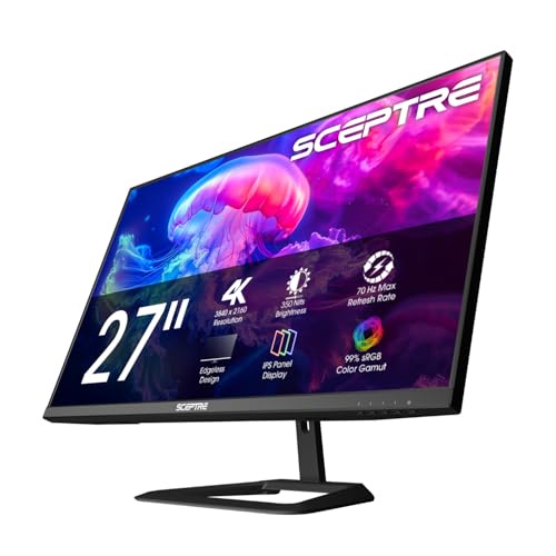 Sceptre IPS 27インチ 4Kモニター 3840 x 2160 最大70Hz 内蔵スピーカー 2025
