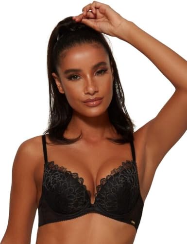 [Gossard] Swirl 17801 Black Lace Padded Underwired Plunge Bra 36FF