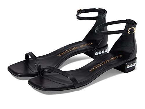 Stuart Weitzman Nudistcurve パールフラットサンダル, ブラック, 11