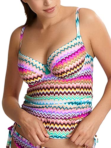 Panache レディース スタンダード ミラノ バルコネット アンダーワイヤー タンキニトップ, Ikat プリント, 34DD