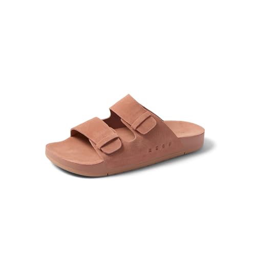 REEF Ojai ツーバー レディース ファッション スライドサンダル、プレミアムレザー、ソフトクッションフットベッド, コルク, 22.0 cm