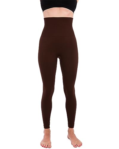 Homma (ホマ) プレミアム厚手ハイウエスト腹部圧縮スリミングレギンス US サイズ: Large カラー: ブラウン