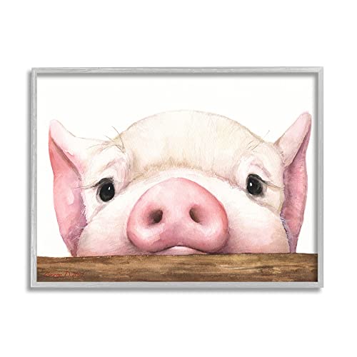 Stupell Industries スイート ピンク 豚 休息 鼻 農場 動物 イラスト ジョージ・ディアチェンコによるデザイン