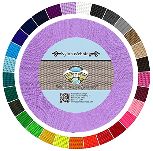 Country Brook Design - 3/8インチ 高耐久 100%本物のナイロンウェビング - 25色以上の鮮やかな色(ラベンダー、20ヤード)。