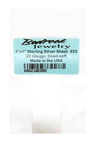 3インチ x 1インチ ソリッドスターリング.925シルバーシート 16〜30ゲージ デッドソフト 米国製 20 Gauge ホワイト 3x1ss16g