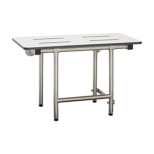 Seachrome 28インチ 壁掛け式折りたたみ式シャワーベンチシート 脚付き ホワイト