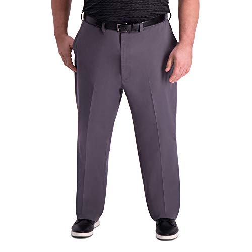 [Haggar] カジュアルパンツ プレミアム コンフォート カーキ フラットフロント クラシックフィット パンツ メンズ チャコール 40W x 29L