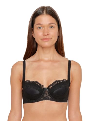 Susa 8864-4 Wiesn Zauber Black Floral Embroidered Padded Underwired Balcony Bra 34D