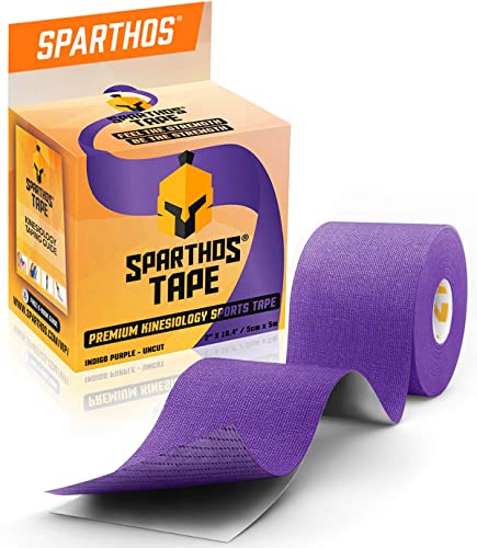 Spartan Tape 運動療法テープ 陸上スポーツに最適, 回復と理学療法の無料運動療法テープガイドが中に入っています Uncut 2 inch x 16.4 feet Roll (h) Indigo Purple + FREE Taping Guid