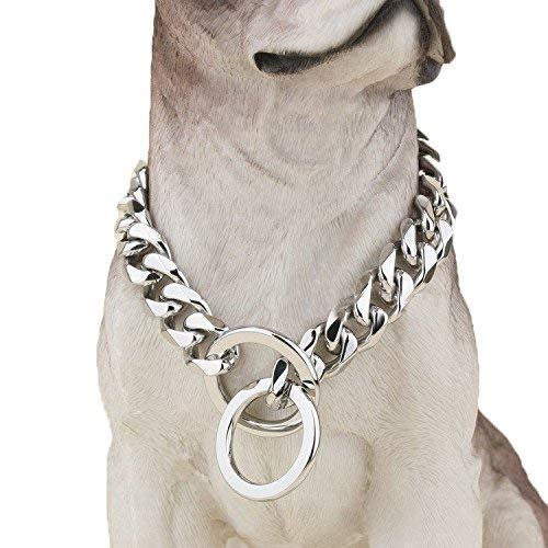Silver Phantom Jewelry Designer Pitbull Dog Collar, 20mm Wide, 680 lbs - Silver