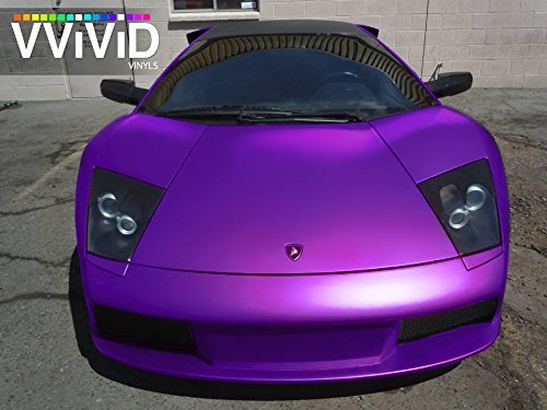 VViViD パープル サテン クローム ビニール ラップ ストレッチ コンフォーム DIY 使いやすい エアリリース 接着剤 (25フィート x 5フィート)