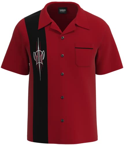 Bowling retrocampメンズ半袖レッドシャツ~ beretro Chilli Pepper US サイズ: 4L カラー: ブラック
