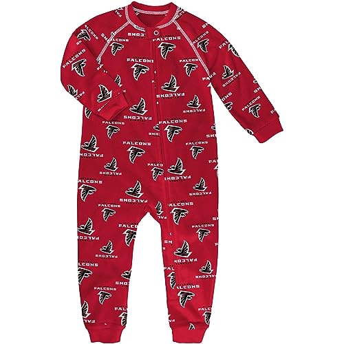 Outerstuff 幼児用 レッド アトランタ・ファルコンズ 全面プリント ラグランフルジップ スリーパー