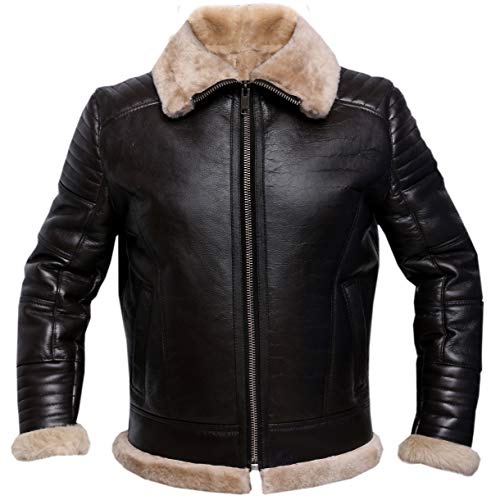 メンズ RAF B3 キルト リアルムートンブラウン シープスキン アビエイター レザージャケット US サイズ: X-Small カラー: ブラウン