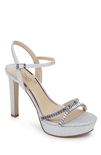 Jewel Badgley Mischka Gallant プラットフォームサンダル, シルバー, 7.5