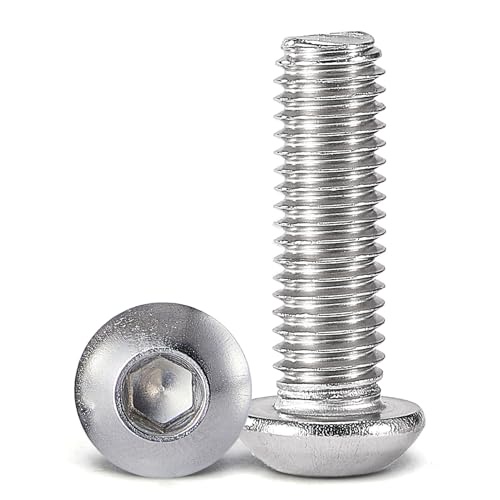 Cicidorai M6-1.0 x 40mm ボタンヘッドソケットキャップボルトネジ、304ステンレススチール18-8、アレンソケットドライブ、フルマシンスレッド、数量25