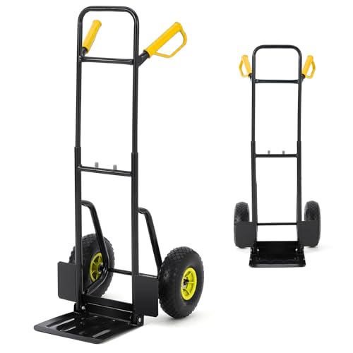 GarveeTech ヘビーデューティー ハンドトラック 台車 10インチのゴム製ホイール&35インチ~45インチの伸縮式ハンドル&折りたたみ式つま先プレート、400ポンドの容量のユーティリティハンドトラック 移動用