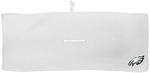 Team Golf NFL フィラデルフィア・イーグルス マイクロファイバータオル - 16インチ x 40インチ (ホワイト) カラビナクリップ付き プレミアムマイクロファイバー 深いワッフルポケット付き - 優れた吸水性と速乾性のゴルフクリーニングタオ