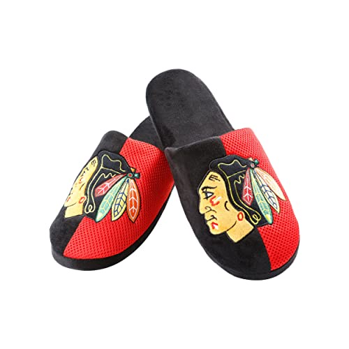 FOCO メンズ NHL チームロゴ ステイケーション フラシ天 ハウスシューズ スライドスリッパ