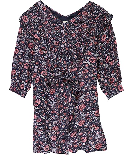 La Vie Rebecca Taylor レディース フローラルフリル付きトワールドレス ミッドナイトネイビーコンボ US サイズ: Small カラー: ブルー