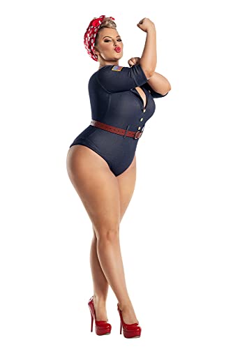 Party King レディース プラスサイズ リベット留めダーリンコスチューム, ブルー, 2X