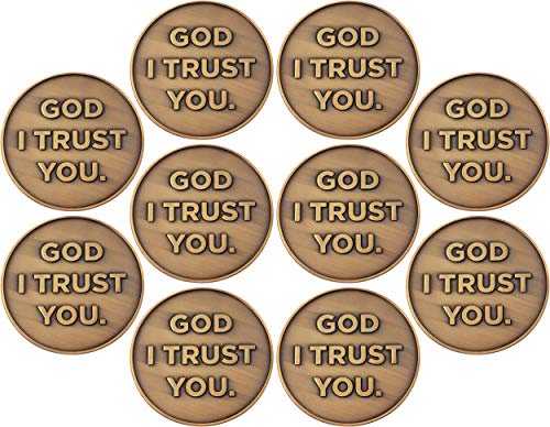 God I Trust You、10個入りパック 箴言 3:5-6 クリスチャンチャレンジコイン 主を信じて信用心を込めて 信用と安らぎのポケットトークン 聖書研究への信仰の祈りのギフト