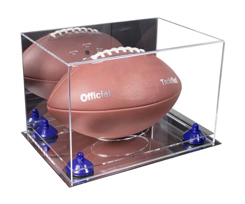 Better Display Cases アクリルフットボールディスプレイケース ミラー、ダークブルーライザー、ミラーベース付き (A004/V41)