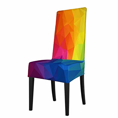 Numland カラフル 不規則 ポリゴン チェア スリップカバー 幾何学模様 モザイク モダン テッセレーション コラージュ レインボー 洗濯可能 100%ポリエステル 1パック ダイニングルーム キッチン 取り外し可能