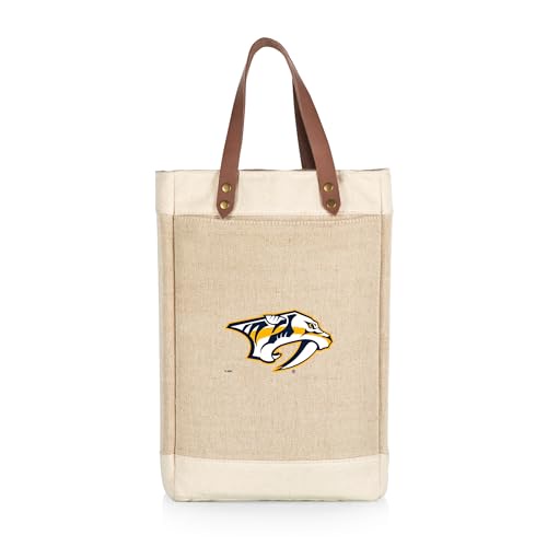 PICNIC TIME NHL ナッシュビル プレデターズ ピノジュート 2ボトル 断熱ワインバッグ ワイントートバッグ ワインギフトバッグ (ベージュ)