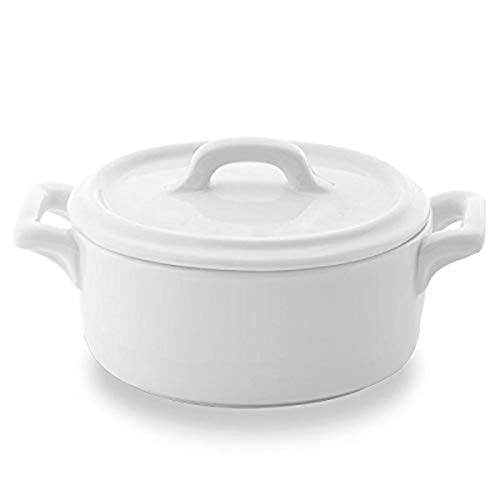 Bon Chef 1600003P ココット 4インチ x 4インチ x 1インチ ラウンドベーカーカバー 高級磁器食器 ホワイト (36個パック)
