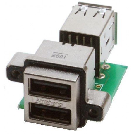USB Connectors USB RECPT ON PCB RA IP67 DUAL A USB TERM by Amphenol Commercial Products