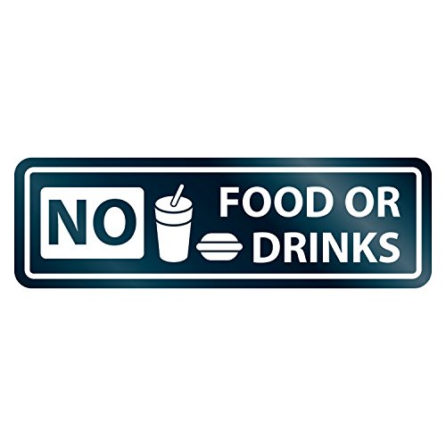 HeadLine Sign Self-Stick NO FOOD OR DRINKS Window Sign, 2.5 x 8.5, White (9434) by Headline