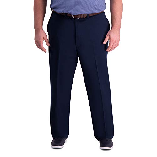 [Haggar] カジュアルパンツ プレミアム コンフォート カーキ フラットフロント クラシックフィット パンツ メンズ ダークネイビー 36W x 30L