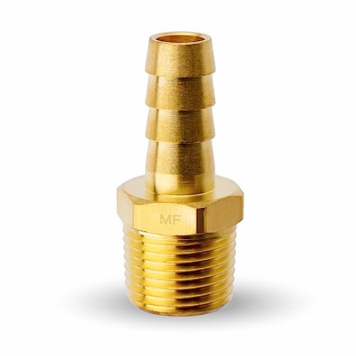 MAACFLOW 真鍮ホース継手 3/8インチホースIDバーブ x 3/8インチオスNPTアダプター (1パック)