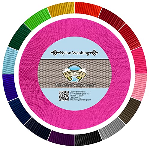 Country Brook Design - 1 1/2インチ 高耐久 100% リアルナイロンウェビング - 20+ 鮮やかな色(フクシア、50ヤード)